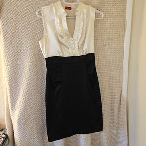 White and black mid length business dress